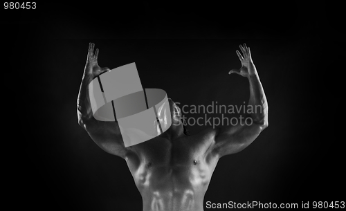 Image of  Dramatic image of a beautifully sculpted bodybuilder