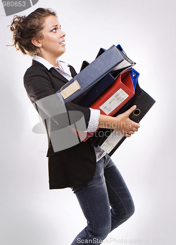 Image of business woman with folders for documents