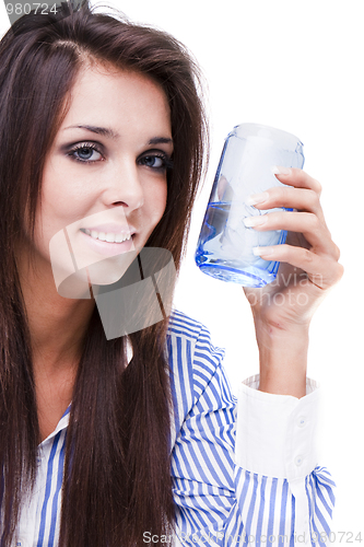 Image of young woman with glass of water