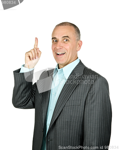 Image of Businessman pointing up