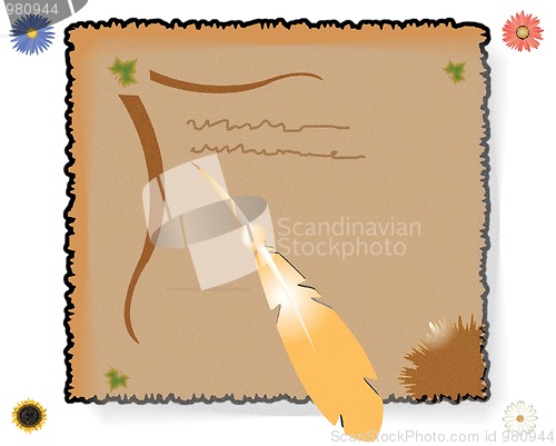 Image of Aging paper and feather