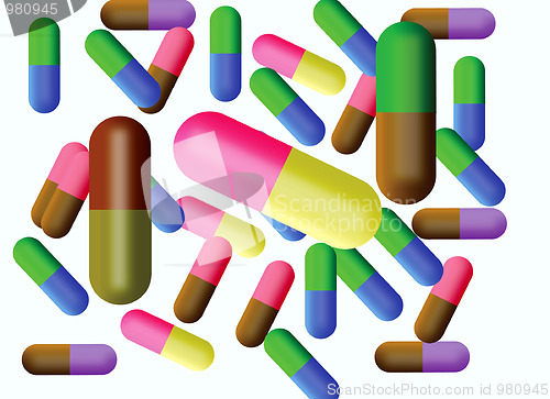 Image of aricoloured tablets in capsule