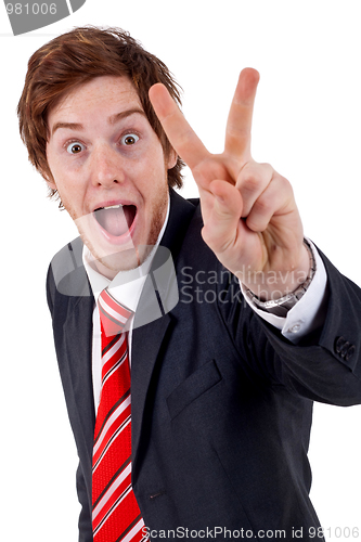 Image of gesturing business man