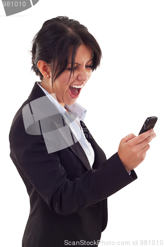 Image of  woman shouting to a mobile