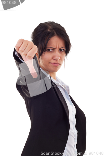 Image of  woman gesturing thumbs down