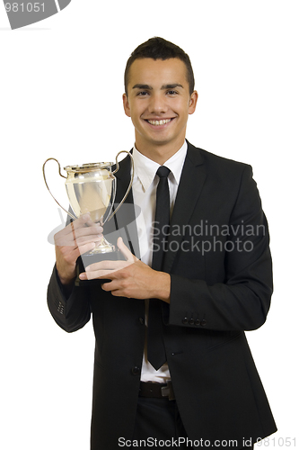 Image of man holding a trophy