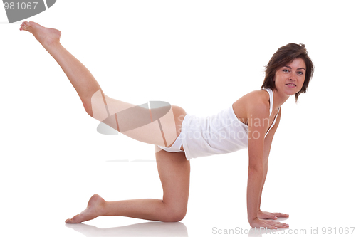 Image of woman doing sporty exercise