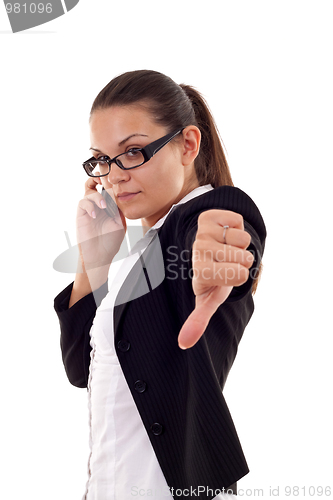 Image of thumb down gesture on phone