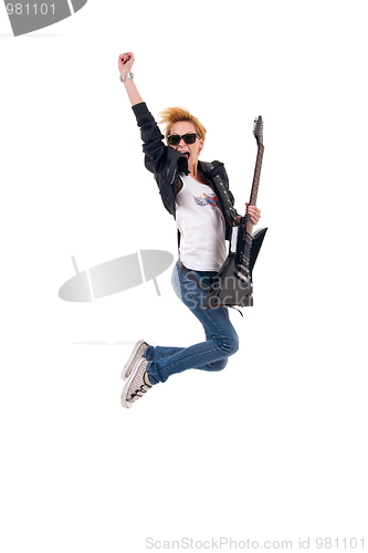 Image of guitarist jumps