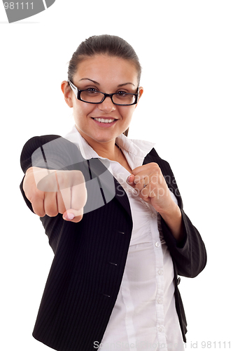 Image of business woman fighting