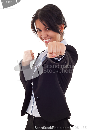 Image of business woman fighting