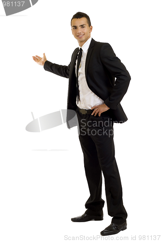 Image of Happy business man presenting
