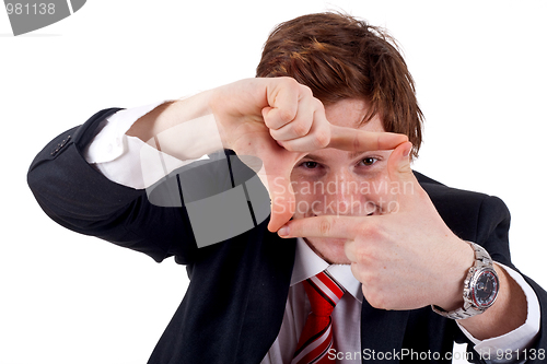 Image of  man making a hand frame