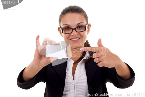 Image of  business woman with card