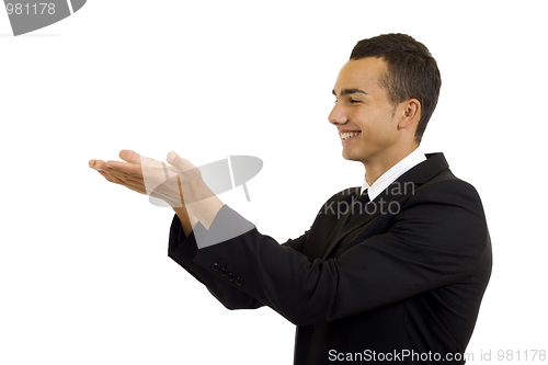 Image of man showing something