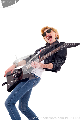 Image of passionate woman guitarist