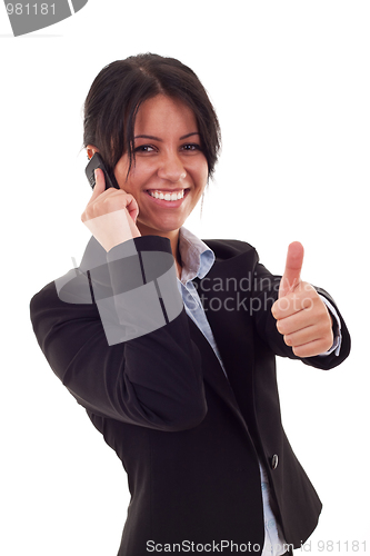 Image of  woman talking by cell phone
