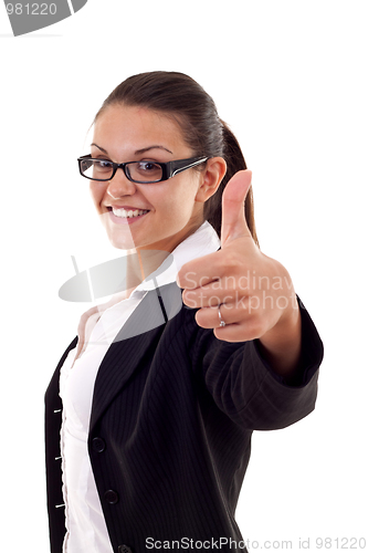 Image of  woman showing thumbs up