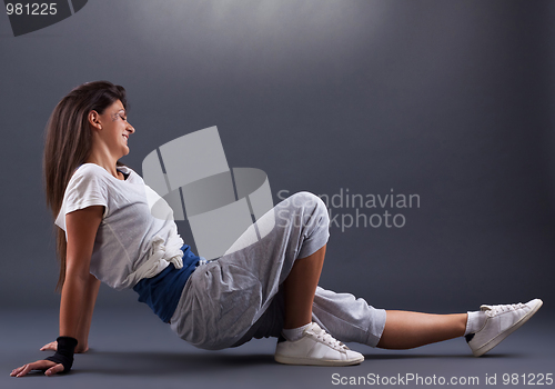 Image of Sporty female sitting