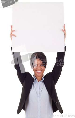 Image of Business woman with blank board