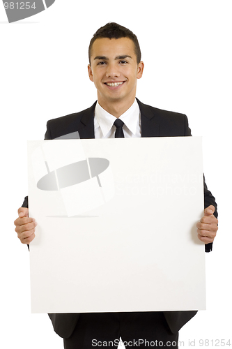 Image of businessman with blank board