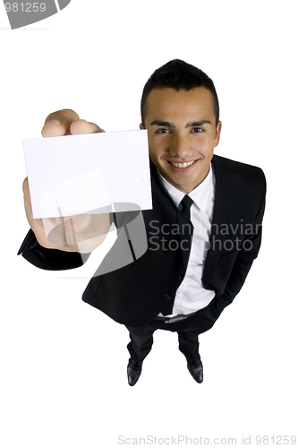 Image of man with card