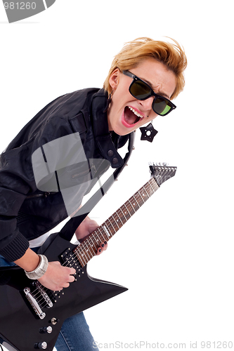 Image of girl with sunglasses playing guitar