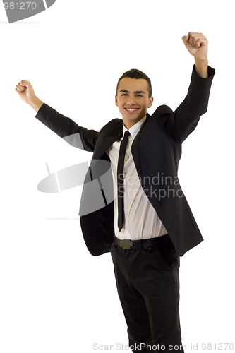 Image of successful gesturing business man