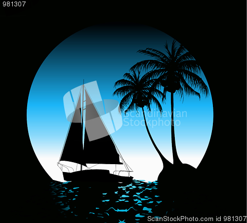 Image of Summer background with palm trees