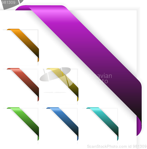 Image of Set of Empty colorful corner ribbons