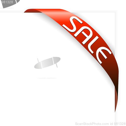 Image of Red corner ribbon for items with sale