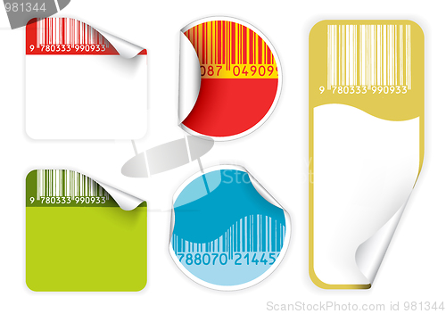 Image of Set of fresh labels with bar codes(vivid colors)