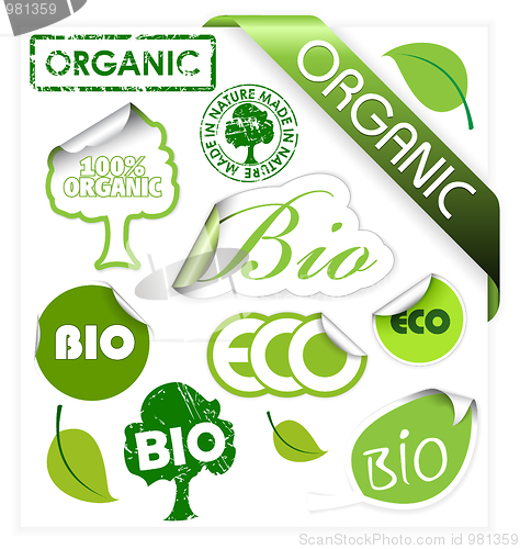 Image of Set of bio, eco, organic elements