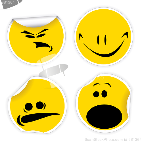 Image of Set of yellow labels with smiles