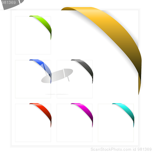Image of Set of Empty colorful corner ribbons