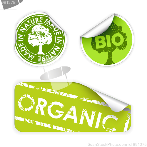 Image of Set of labels with stamps for organic