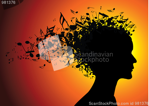 Image of Woman portrait silhouette with notes