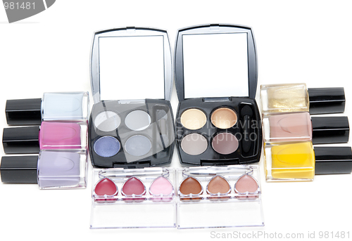 Image of Set of the make-up, varnish for nail