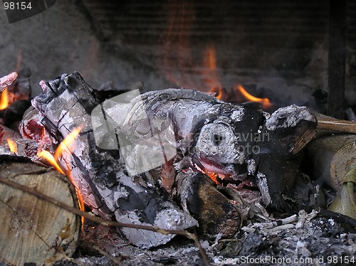 Image of  Burning firewood at home