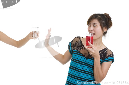 Image of young woman doesn't like water