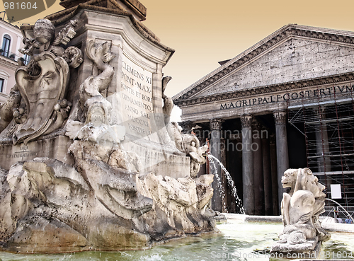 Image of Pantheon with Fountain in Rome