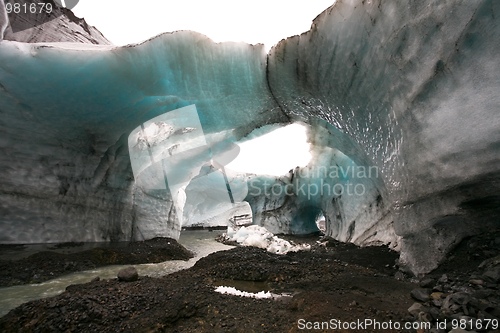 Image of Iceland glacier with ice arches