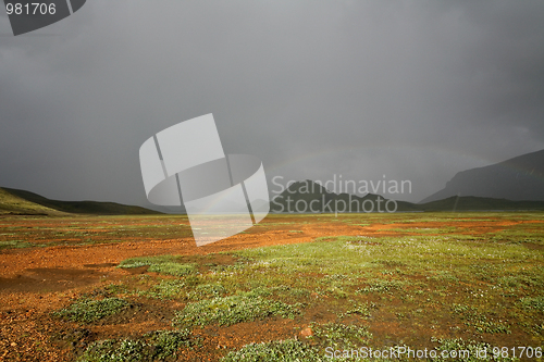 Image of Iceland landscape with rainbow