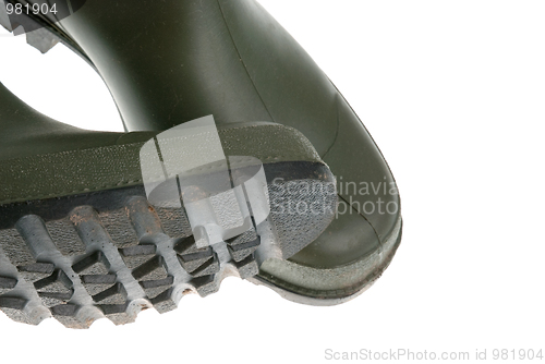 Image of Detail of green rubber boots