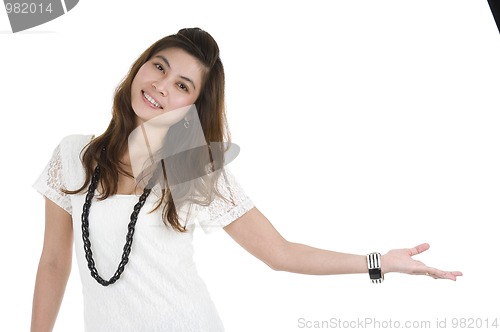 Image of woman presenting something