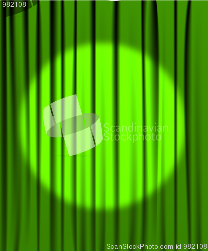 Image of Green curtain with a spotlight