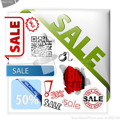 Image of Set of colorful sale labels