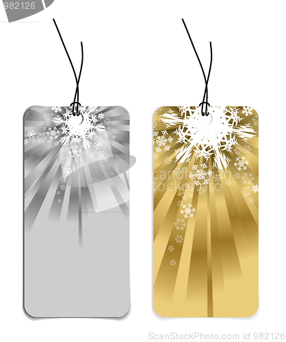 Image of Christmas tags with snowflakes