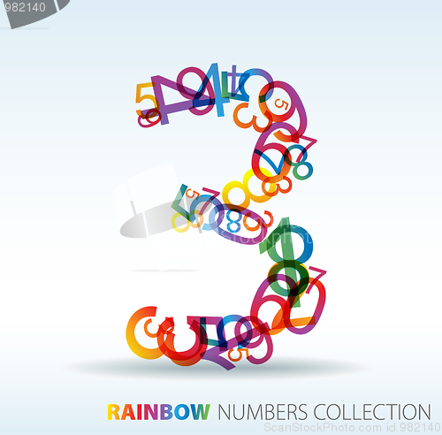 Image of Number three made from colorful numbers