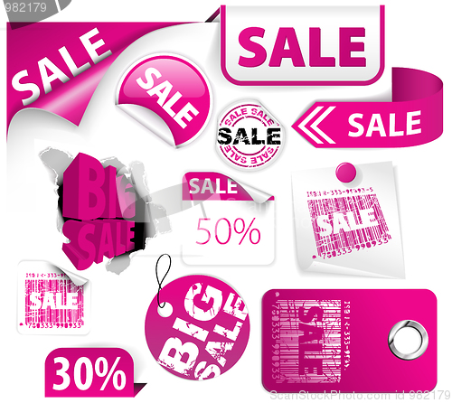 Image of Set of pink discount elements